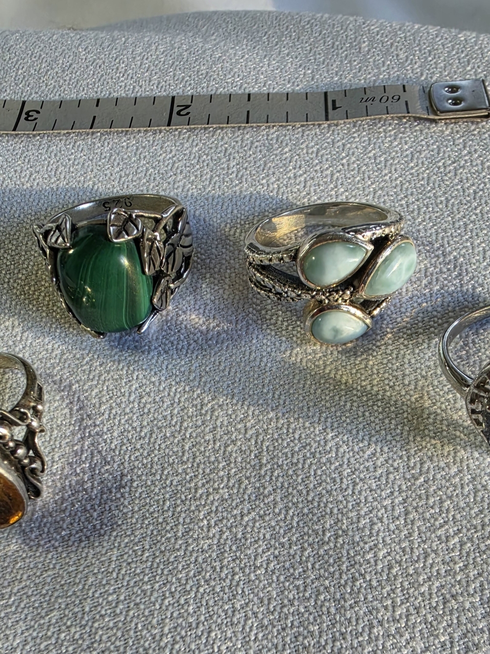 Set Of 4 Steriling And Gemstone Rings